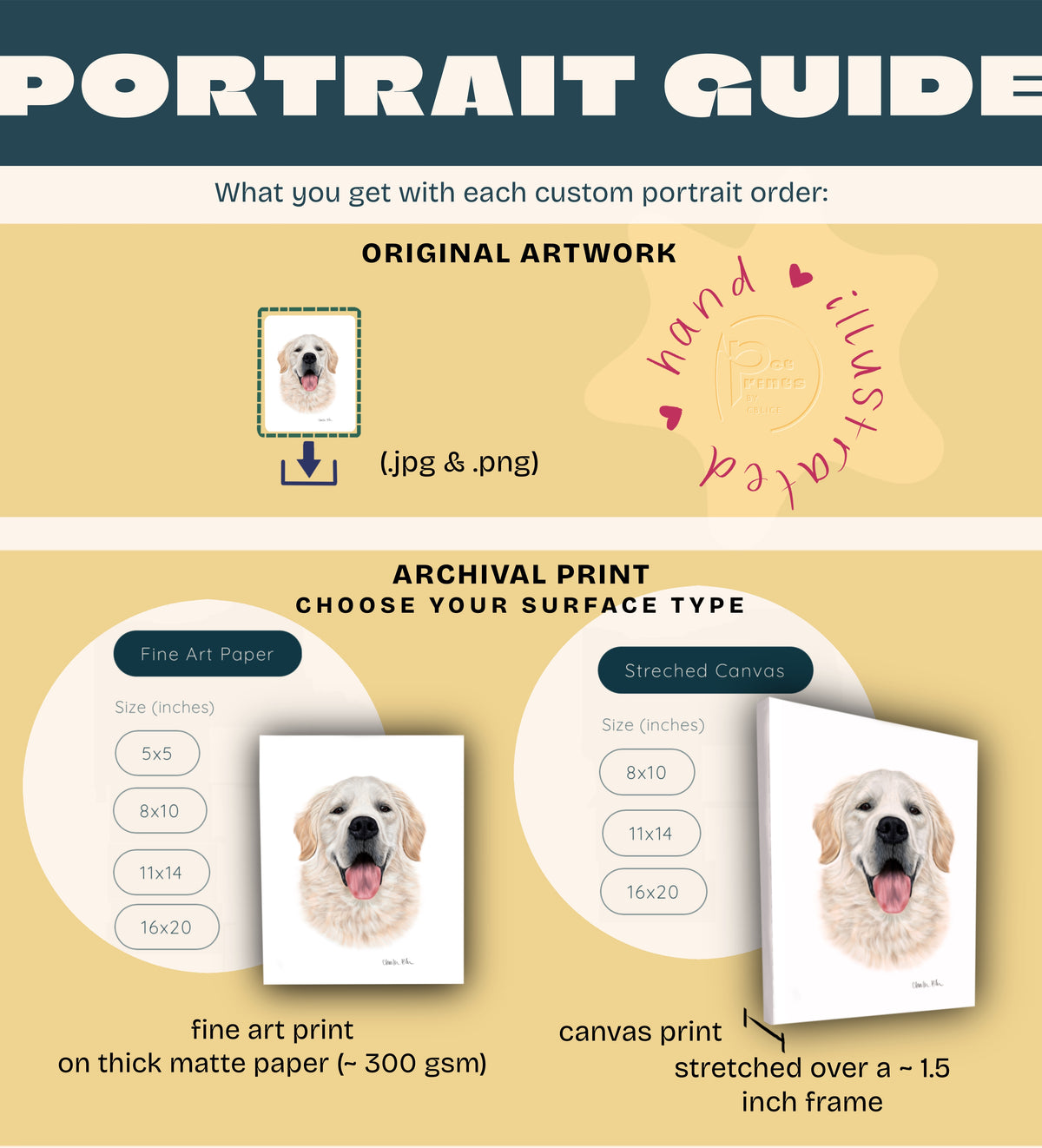 Classic Realistic Pet Portrait (hand-illustrated)